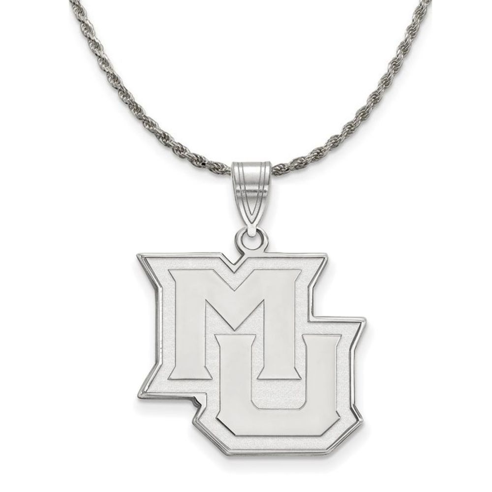 Sterling Silver Marquette U Large 'MU' Pendant Necklace - 18 Inch